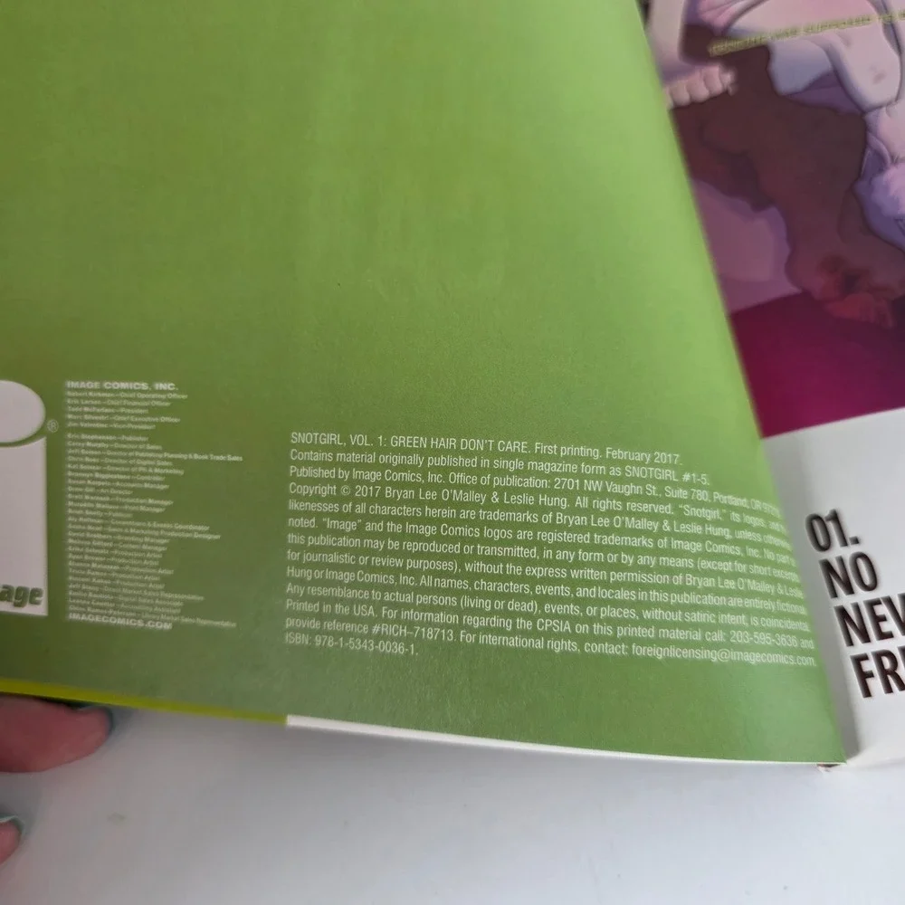 Snotgirl Vol 1 Green Hair Don't Care Bryan Lee O'Malley Image Comics 1st Print